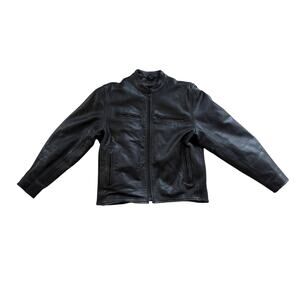 UNIK Leather Apparel Men's Heavy Black Leather Motorcycle Jacket Size M 48